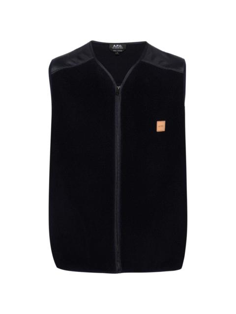 logo-patch fleece vest