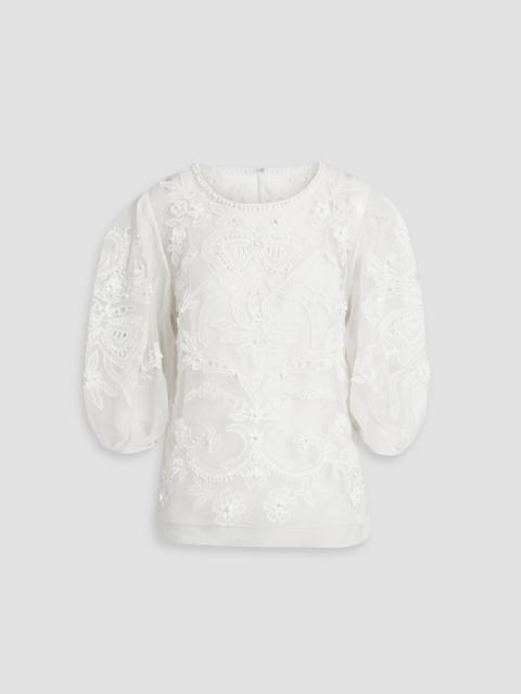 CAROLINA HERRERA Broderie anglaise silk blouse