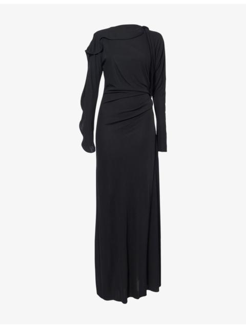 Victoria Beckham Draped Long-Sleeves Woven Maxi Dress