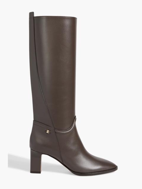FERRAGAMO Torris embellished leather knee boots