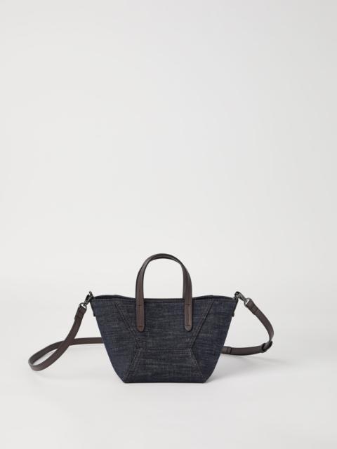 Brunello Cucinelli BC Duo mini bag in cotton denim-effect twill with monili