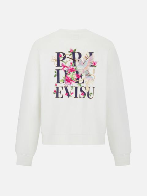 EVISU Hummingbird and Magnolia Embroidery Oversized Sweatshirt