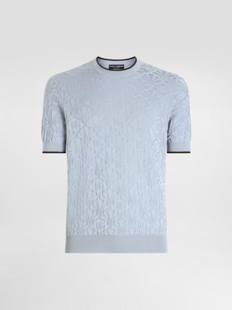 Silk crewneck pullover with logo