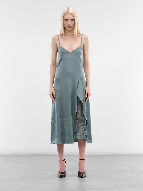 Acne Studios Green Lace Panel Midi Dress