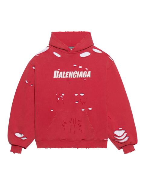 BALENCIAGA Balenciaga Destroyed Hoodie 'Raspberry/White'