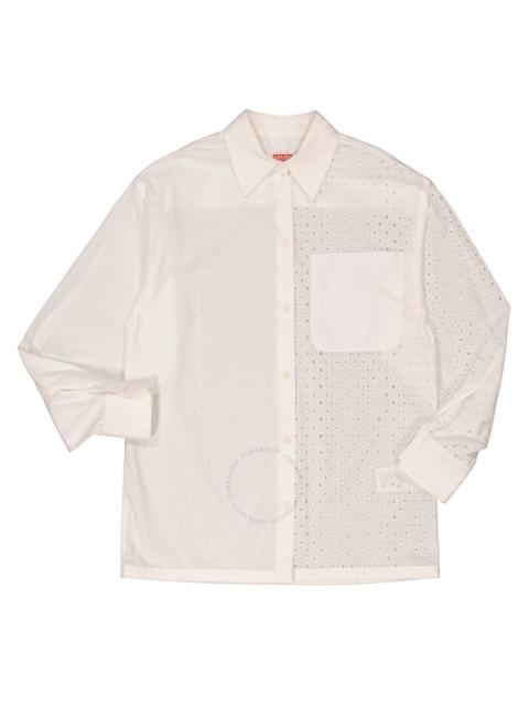 Kenzo Ladies Off White Broderie Anglaise Long-Sleeve Cotton Shirt