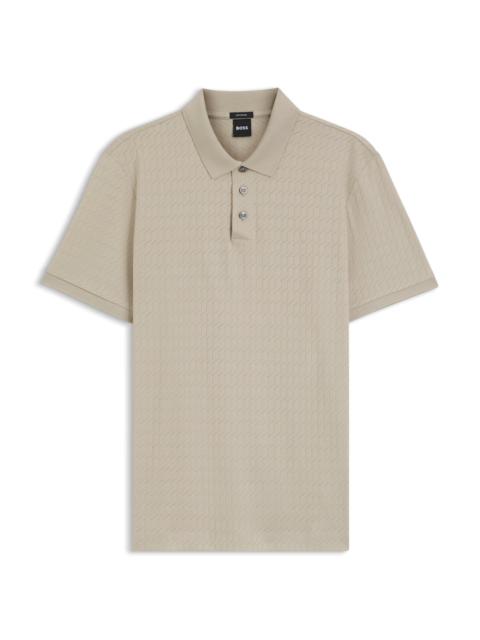 BOSS GEOMETRIC-JACQUARD POLO SHIRT IN COTTON