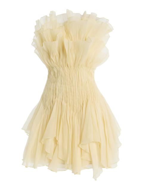 Aje. Nisha One-Shoulder Organza Mini Dress yellow