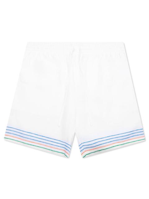 CASABLANCA EMBROIDERED LINEN SHORTS - LE FIL DE LA MUSIQUE