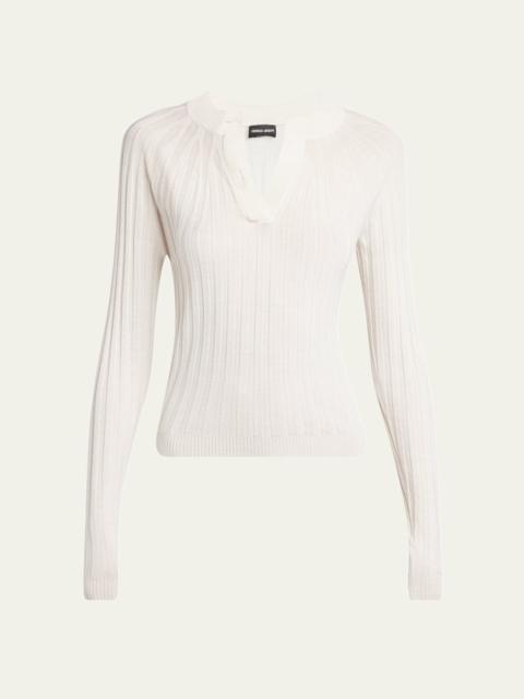 GIORGIO ARMANI Ribbed Cashmere Silk Top