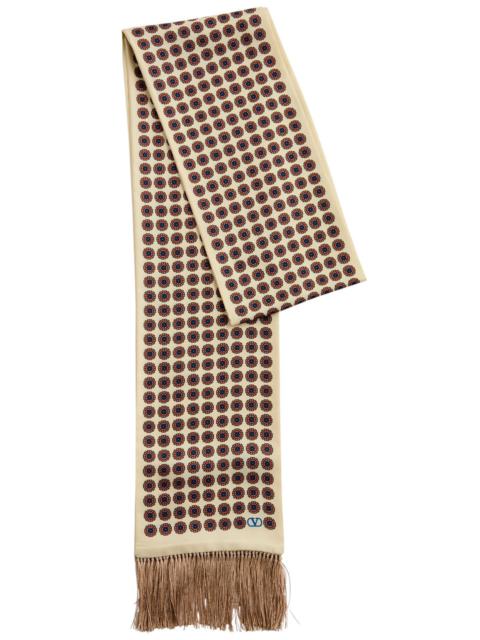 Valentino Printed Fringed Silk-satin Scarf
