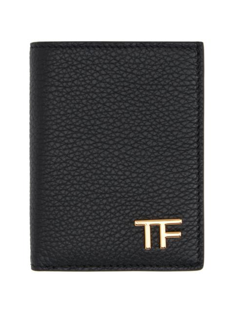 TOM FORD Black Grain Leather Folding Card Holder