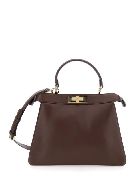 FENDI Fendi Women 'Peekaboo I See You' Brown Handbag With Claw Closure And Sequins Embroidery Inside In Le