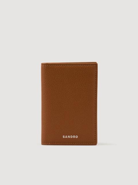 Sandro GRAINED LEATHER FOLDABLE CARDHOLDER