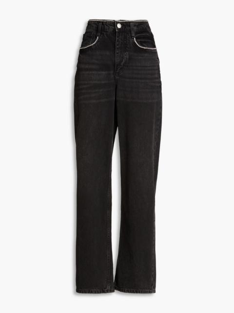 maje Crystal-embellished high-rise wide-leg jeans