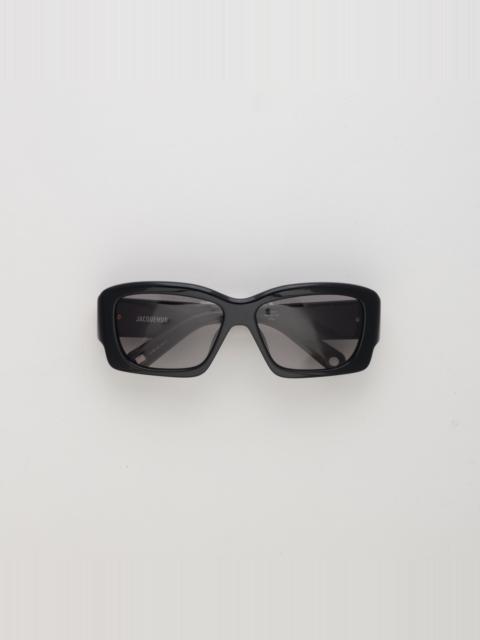 LINDA FARROW Croisiere Rectangular Sunglasses in Black