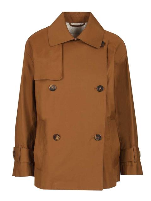 Other Designers Max Mara The Cube Women Short Double-Breasted Trench Coat In Water-Repellent Cotton