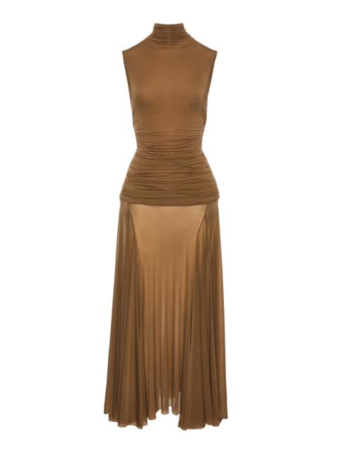 MAGDA BUTRYM High Neck Ruched Maxi Dress nude