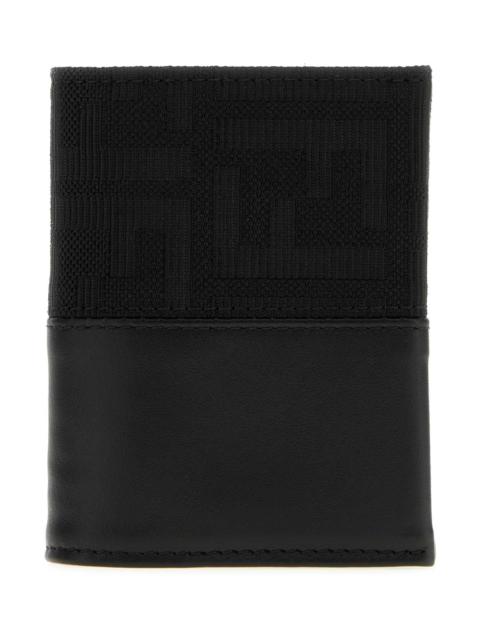 FENDI Fendi Men Black Jacquard And Leather Ff Card Holder