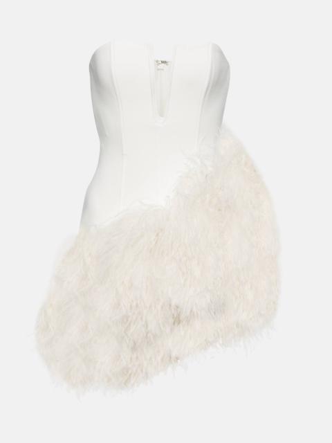 David Koma Feather-trimmed cady minidress