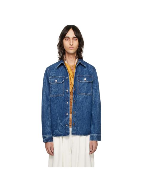 Dries Van Noten Blue Faded Denim Shirt