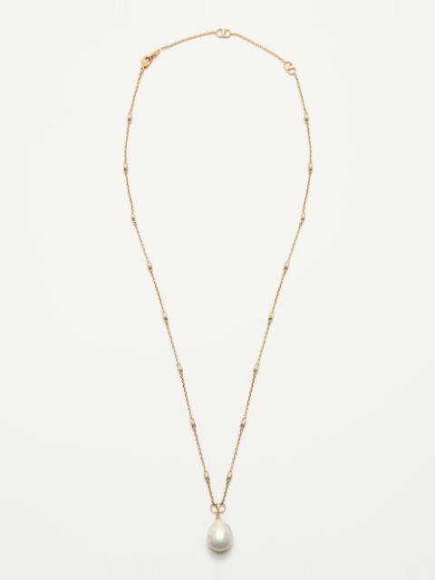 Valentino VLOGO SIGNATURE METAL, PEARL AND SWAROVSKI® CRYSTAL NECKLACE