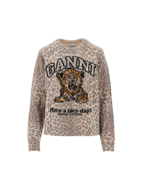 GANNI Ganni Women Wool-Blend Sweater With Leopard Motif