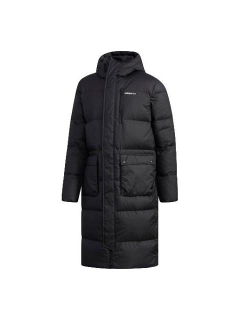 adidas neo High Collar Long Down Jacket Black EI4436