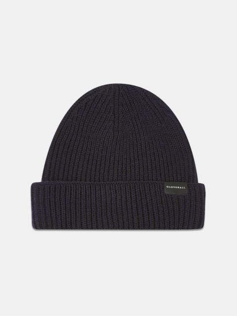 GLOVERALL Unisex Ribbed Merino Beanie Hat Navy
