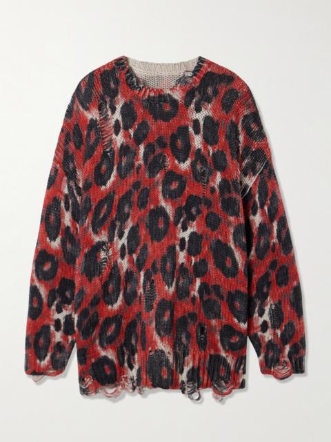 R13 Distressed Leopard-print Cotton Sweater