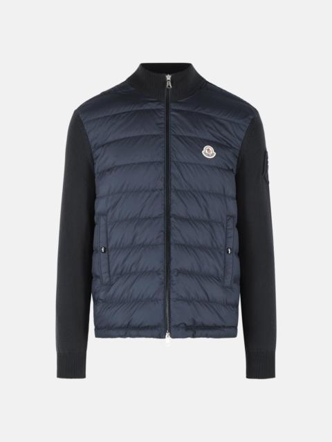 Moncler PADDED VIRGIN WOOL CARDIGAN WITH ZIP NAVY BLUE