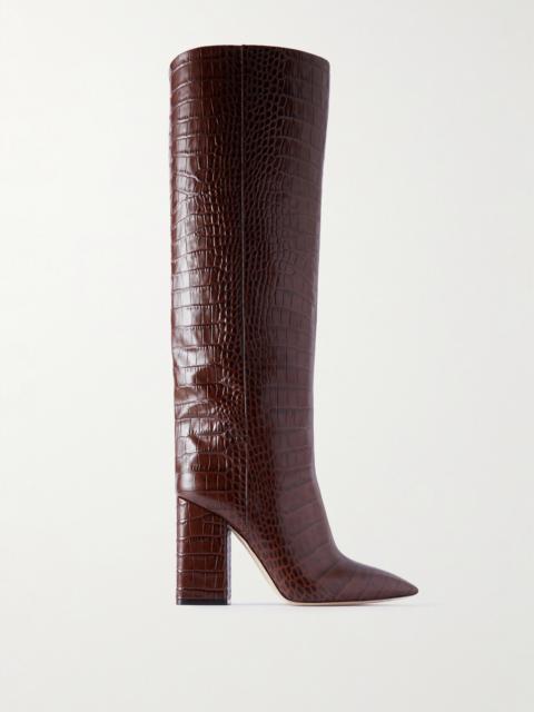 PARIS TEXAS Anja Croc-effect Leather Knee Boots