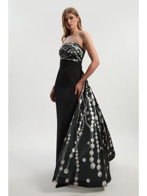 KAREN MILLEN Archive Collection - Petite Pearl Chain Print Corset Maxi Dress