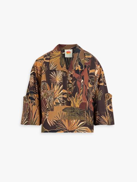 FARM RIO Printed cotton-poplin shirt