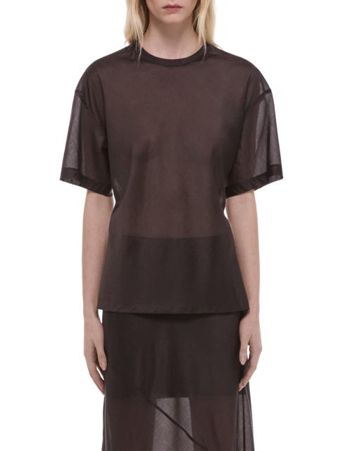 Helmut Lang Helmut Lang Sheer Tie Waist T-Shirt in Bistre at Nordstrom