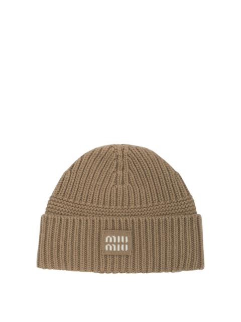 Miu Miu Miu Miu Wool and Cashmere Beanie Brown Women