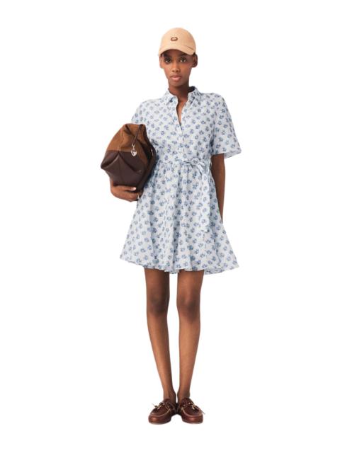 maje maje Short patterned linen-blend dress in Blue Small Flowers Print at Nordstrom