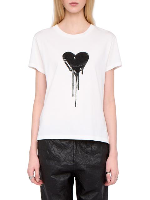 Zadig & Voltaire Zadig & Voltaire Walk Heart Embellished Keyhole Cotton Graphic T-Shirt in Judo at Nordstrom
