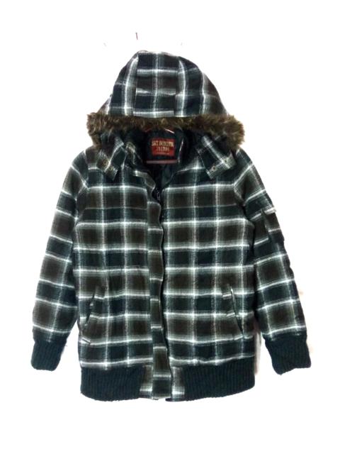Other Designers Italian Designers - Vintage Sky bomber wool checked tartan jacket fur hoodie
