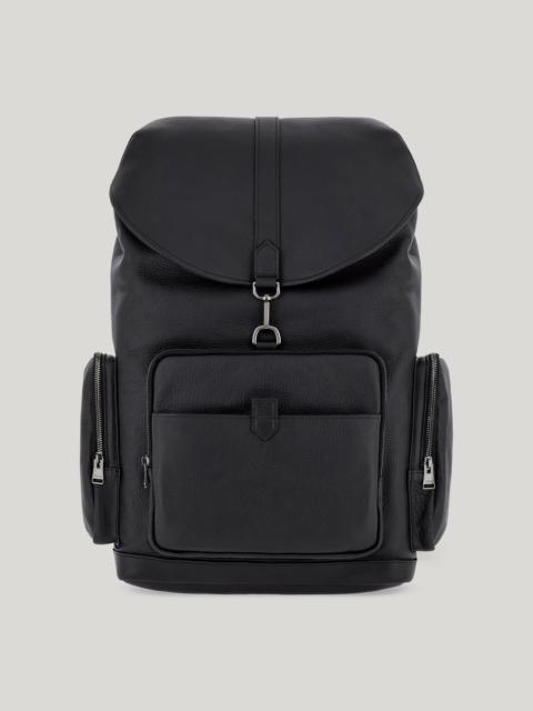 Canali BLACK HAMMERED CALFSKIN THREE POCKET BACKPACK