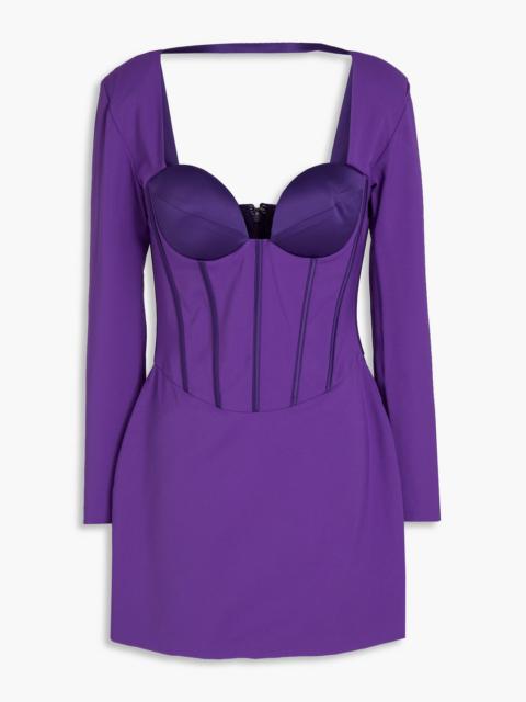 RETROFÊTE Veronica satin-trimmed crepe mini dress