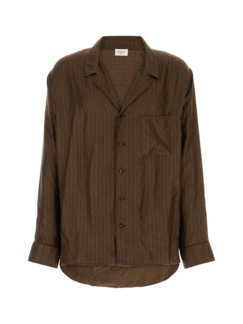 SAINT LAURENT Saint Laurent Men Brown Silk Shirt