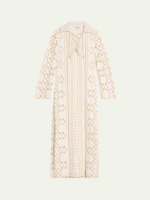 SIMKHAI Wiliama Lace-Up Maxi Dress