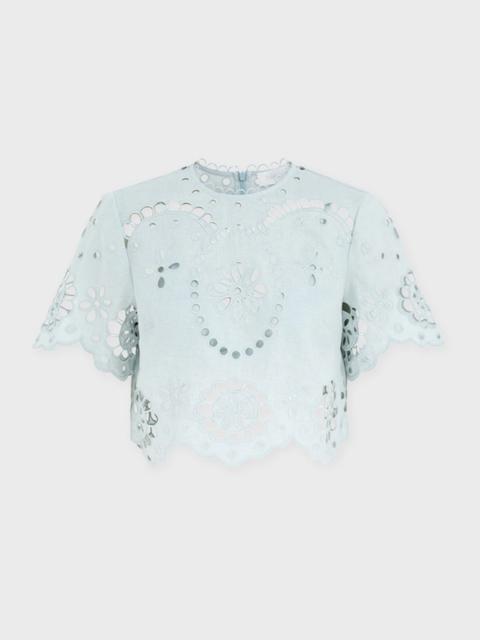 Zimmermann Blouse Awaken Embroidered Bodice Mint