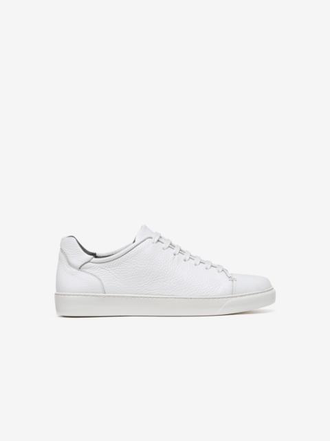 CORNELIANI White deer print leather trainer