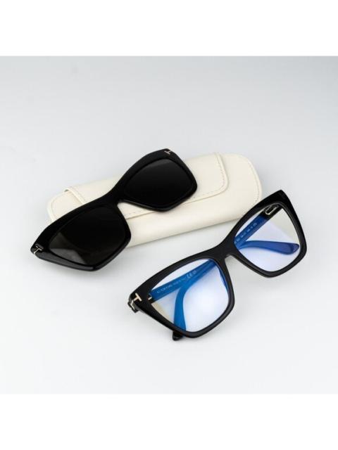 TOM FORD Tom Ford Woman Sunglasses Black Magnetic Clip-On Smoke Cat Eye FT5971-B 001