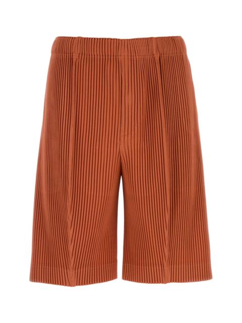 ISSEY MIYAKE Homme Plisse' Issey Miyake Men Orange Polyester Bermuda Shorts