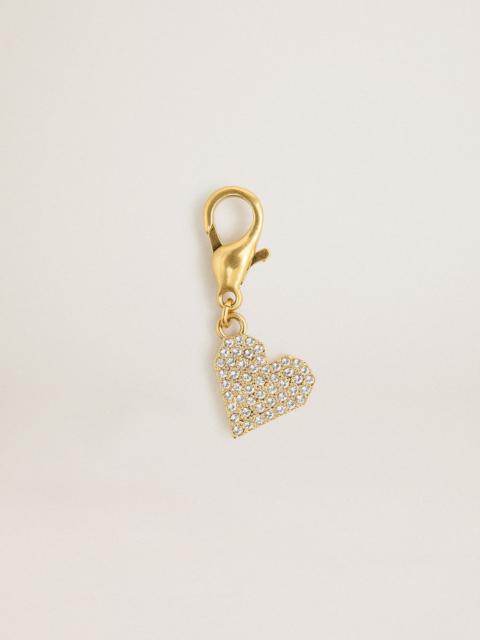 Golden Goose Heart-shaped charm in gold-colored brass with crystals