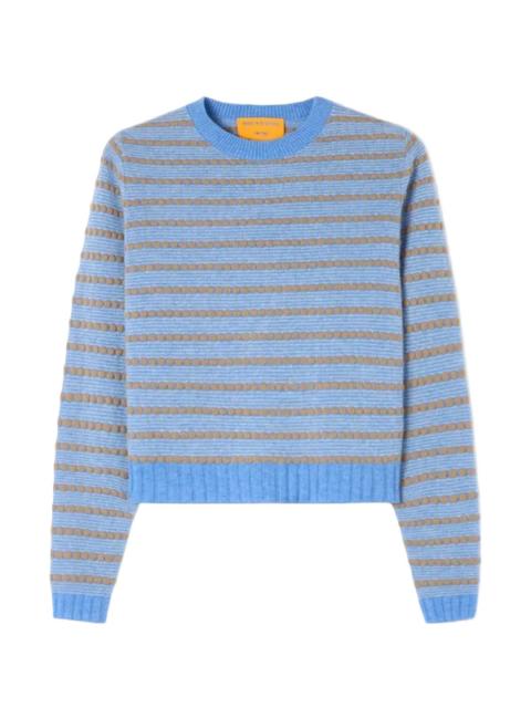 GUEST IN RESIDENCE Pebble Stripe Shrunken Crew in Blue