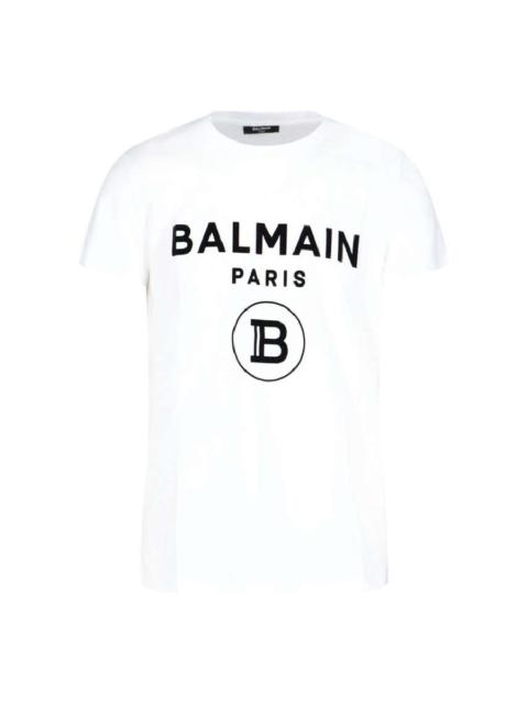 Balmain Balmain Flock Logo Embossed T Shirt, Size Medium